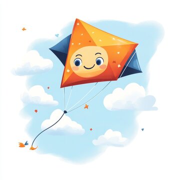 recommend clip art: A cartoon kite flying high