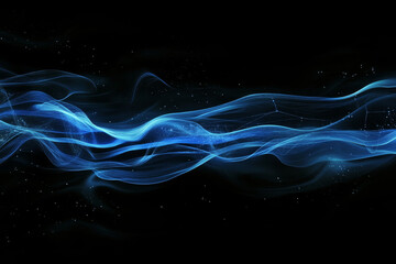 Obraz premium A deep cyber-blue digital design with flowing data streams and luminous abstract connections.