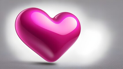 Fototapeta premium Isolated glossy pink heart on a clear backdrop