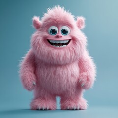 A pink monster with big eyes and a big smile