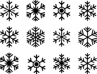 Vector Snowflake Icon Set Isolated On White Background