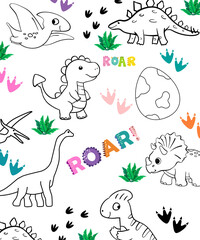 Fototapeta premium cute dinosaur pattern