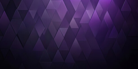 Fototapeta premium Dark purple background with a futuristic triangular block structure. The 3D triangular tiles on the wall reflect a soft glow, creating an ethereal, high-tech atmosphere perfect for digital and