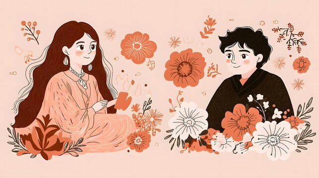 woman and man enjoying a conversation, integrated with an image of mutual respect and understanding. | [Women]:[Gender equality] 