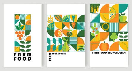 A set of geometric farm food backgrounds