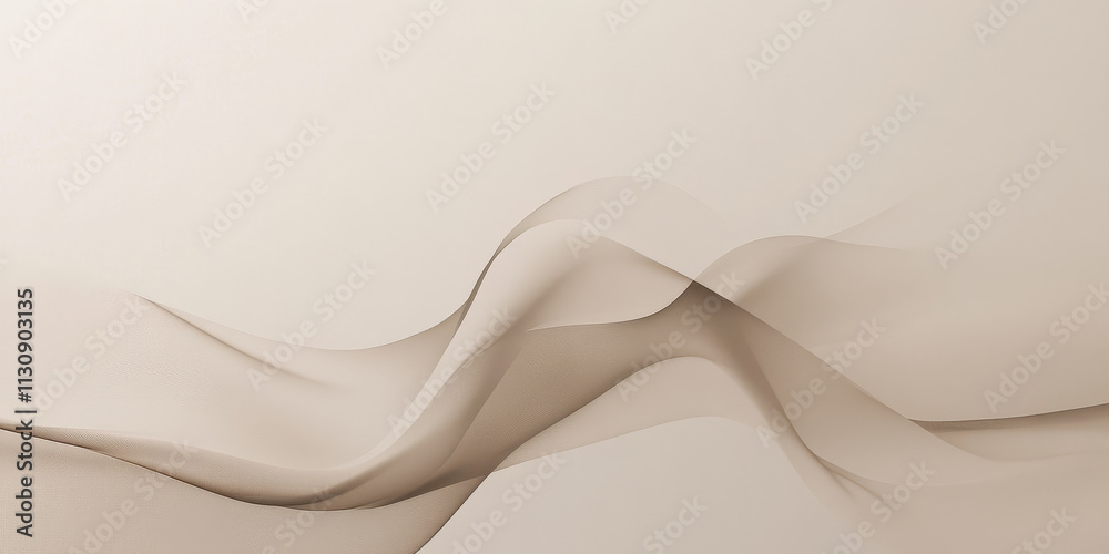 Canvas Prints soft beige background with a wave illustration in gentle bends. the smooth light gray texture adds a