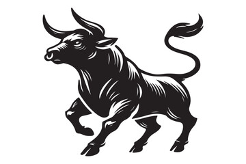 Fototapeta premium Bull silhouette icon set. strength and perseverance symbol on white background