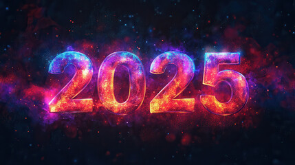 Colorful Cosmic Design Representing the Year 2025 in Space