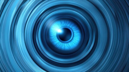 A mesmerizing blue eye featuring intricate patterns, surrounded by swirling shades of blue, conveying depth and mystery.