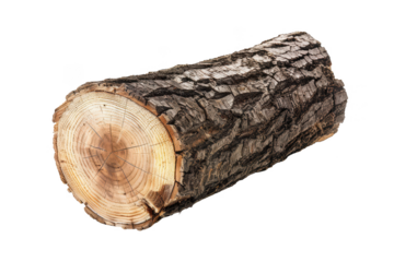 cut tree trunk isolated on white background