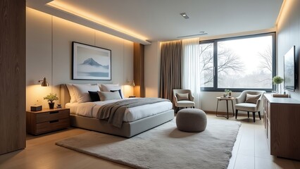 Fototapeta premium Stunning Real Estate Photography of a Modern Home with Inviting Interiors and Impeccable Lighting