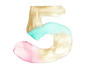 Obraz premium Elegant Watercolor Number Five Design Element