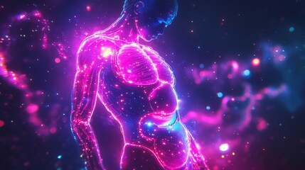 Naklejka premium Vibrant human anatomy glowing internal organs