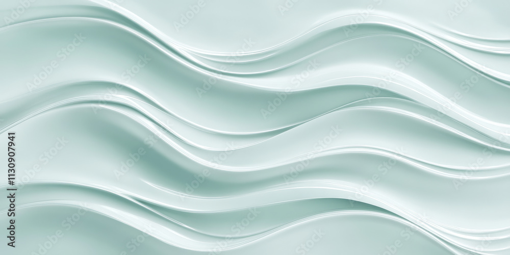 Poster soft aqua background with smooth, flowing wave patterns. light gray textures add depth, creating a c