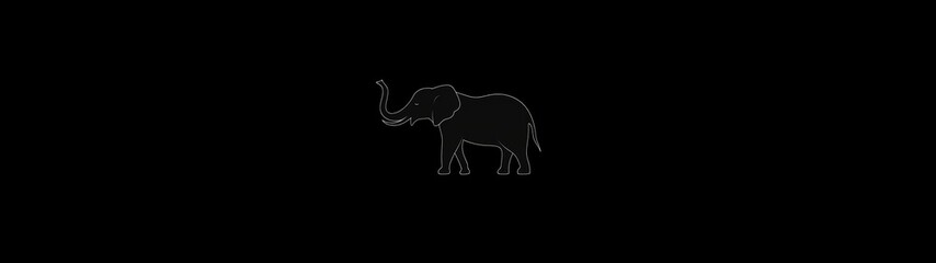 Silhouette of an Elephant Against a Simple Black Background