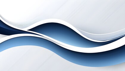 Obraz premium A simple abstract vector design featuring smooth navy blue gradient lines, curves, and waves on a clean white backdrop.