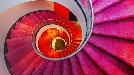 Fototapeta premium Aerial view of dynamic spiral staircase modern architecture interior photography