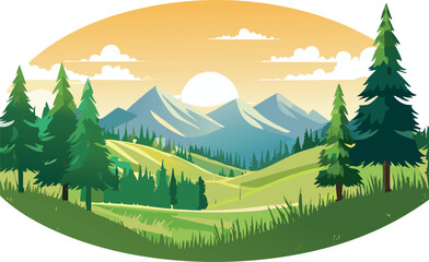 landscape with mountains and trees