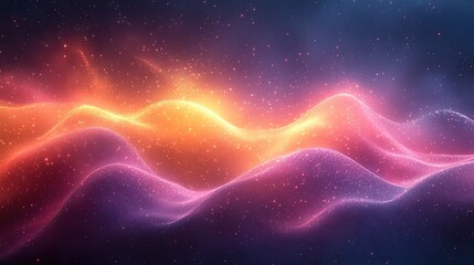 Obraz premium A multicolour geometric wave with particles forms a modern, abstract wallpaper background, ideal for contemporary designs