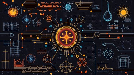 Obraz premium Bold Health Awareness Design with Virus Icon and Medical Symbols