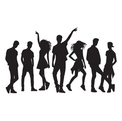 Fototapeta premium Silhouettes of teenager dancing in group Vector SHR