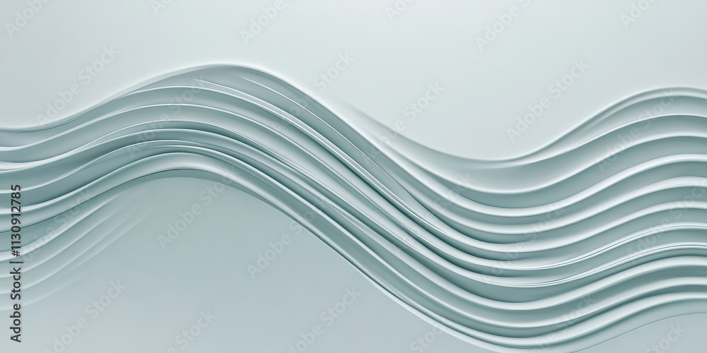 Poster light blue background with a soft wave illustration. smooth, bending patterns create a serene atmosp