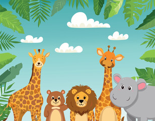 Naklejka premium animals in the jungle