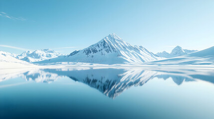 Obraz premium Serene Winter Mountain Lake 3D Render