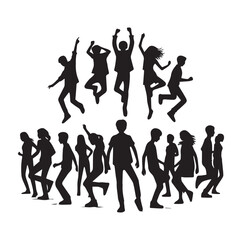 Obraz premium Silhouettes of teenager dancing in group Vector SHR