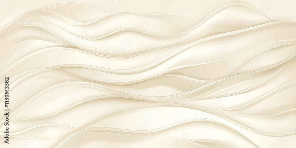 Canvas Prints warm cream background with gentle wave illustrations. the smooth, light gray texture flows through t