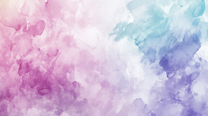 Fototapeta premium Soft watercolor florals in pastel tones, subtly scattered across a pale grayish-white background,