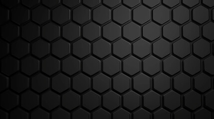 A textured black hexagonal pattern creating a sleek, modern appearance ideal for backgrounds or design elements.