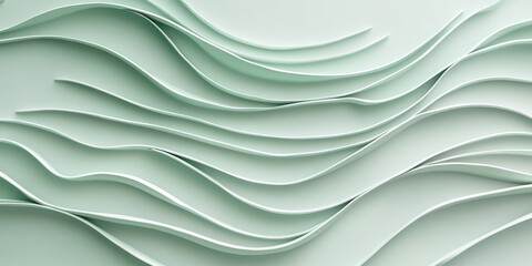 Fototapeta premium Mint green background with flowing wave patterns. The light gray texture adds depth, with smooth lines creating a calm and graceful effect, perfect for elegant wedding card designs.
