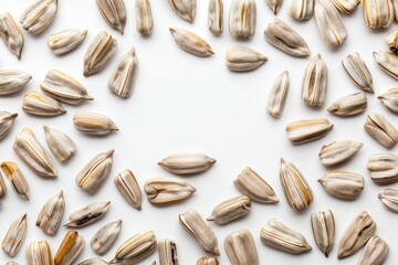 Healthy food idea with sunflower seeds on white background