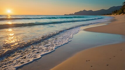 Fototapeta premium sunset on the beach with natural look