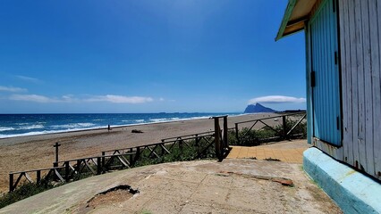 wooden bridge over the sea in frot of gibraltar