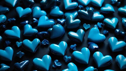 Obraz premium Pattern of hearts in shades of blue 