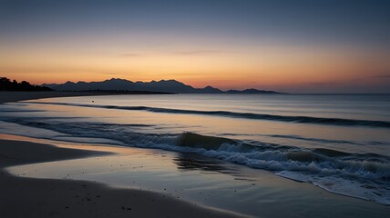 sunset on the beach with natural look
