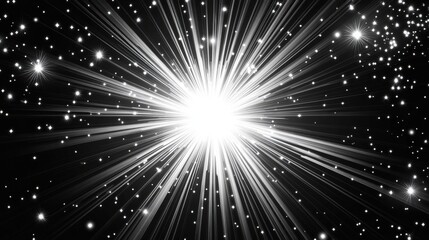 Fototapeta premium A vibrant explosion of light and stars, creating a mesmerizing cosmic effect against a deep black background.