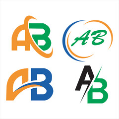 AB Logo Design Vector Art