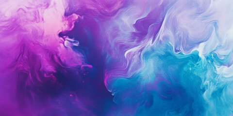 Obraz premium Bright cyan and vibrant purple abstract background with flowing, dynamic shapes. The gradients shift smoothly, creating a futuristic vibe with soft textures, perfect for creative, modern visual