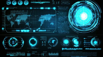 Obraz premium Showcasing futuristic technology holographic charts and digital data visualizations