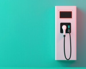 Minimalist depiction of an electric vehicle charging station, blueprint precision, modern look