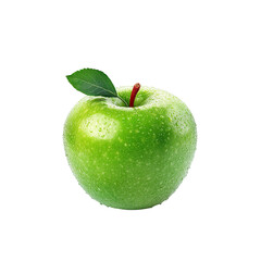 One apple with green details on transparent background, without background, PNG