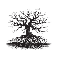 Obraz premium horror root tree black silhouette