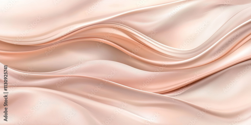 Wall mural pale peach background with smooth wave patterns and light gray textures. the soft bends of the illus