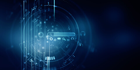 Fototapeta premium 2d illustration Abstract futuristic electronic circuit technology background