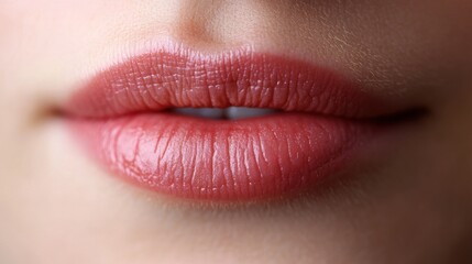 Obraz premium Aesthetic Enhancement: Close-Up of Lips Receiving Cosmetic Injection for Beauty and Dermatological Treatment