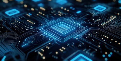Fototapeta premium technology background with circuit board and digital connections