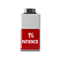 Obraz premium A battery displays one percent patience remaining.